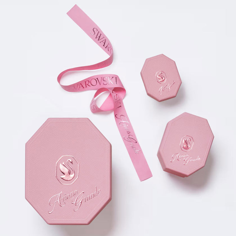 Swarovski x Ariana Grande Capsule Y necklace Crystal pearl, Mixed cuts, Heart, White, Rhodium plated