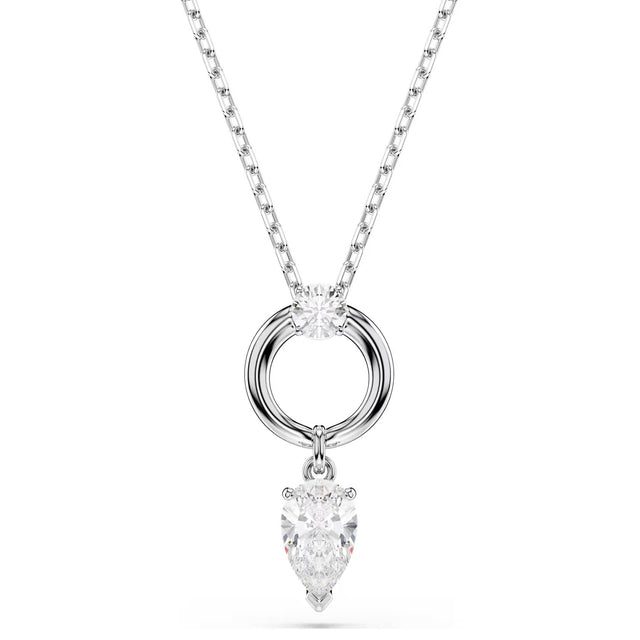 Swarovski Mesmera pendant, Pear cut, White, Rhodium plated