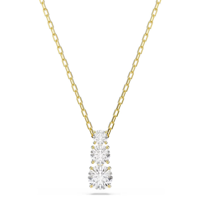 Swarovski Stilla Attract pendant, Round cut, White, Gold-tone plated