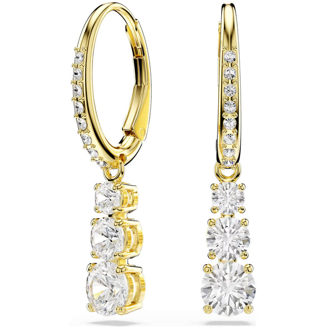 Swarovski Stilla Attract hoop earrings, Round cut, White, Gold-tone plated