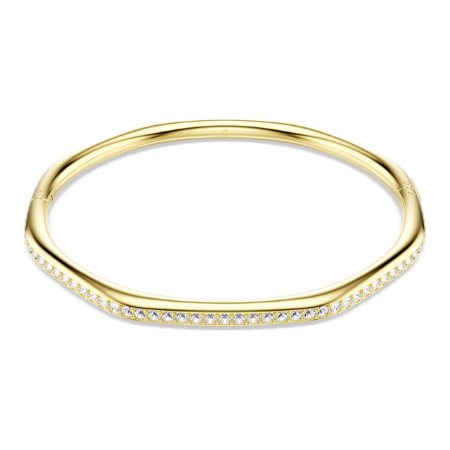 Swarovski Dextera bangle, Octagon shape, Round cut, White, Gold-tone plated