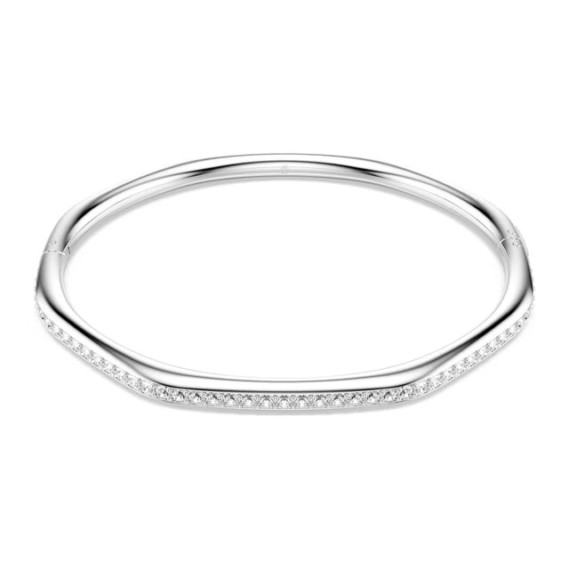 Swarovski Dextera bangle, Octagon shape, Round cut, White, Rhodium plated