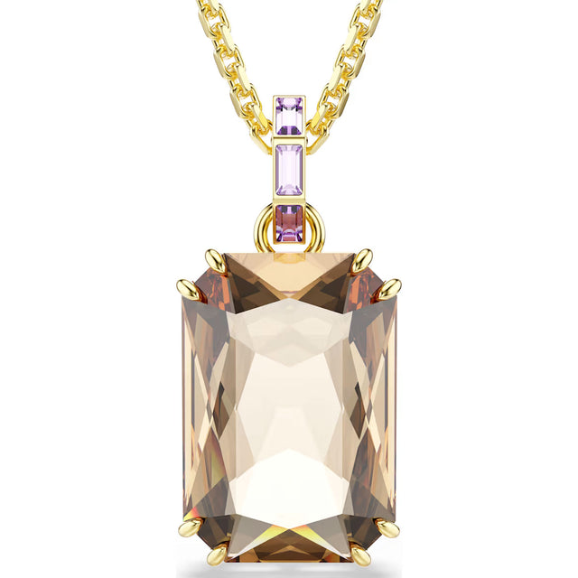 Swarovski Millenia pendant, Octagon cut, Caramel, Gold-tone plated