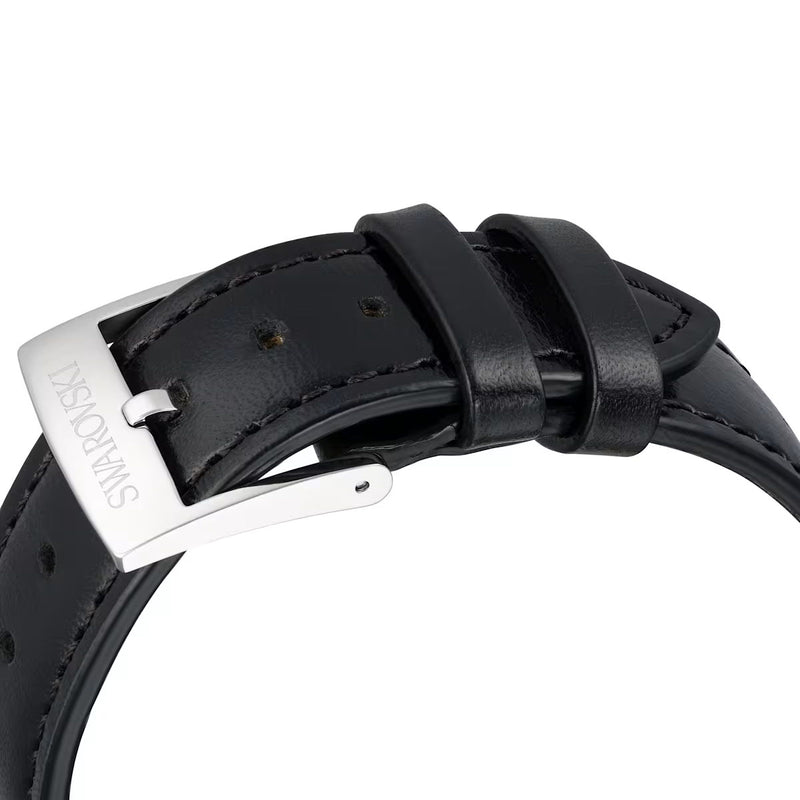 Swarovski Dextera Watch, Swiss Made, Leather bracelet, Silver tone, Stainless Steel
