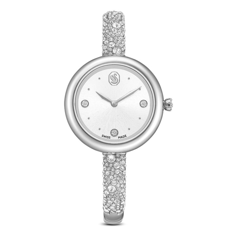 Swarovski Sublima bangle watch, Swiss Made, Metal bracelet, Silver tone, Stainless steel