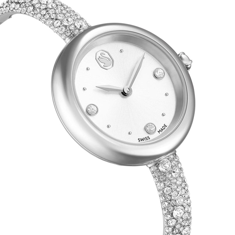 Swarovski Sublima bangle watch, Swiss Made, Metal bracelet, Silver tone, Stainless steel