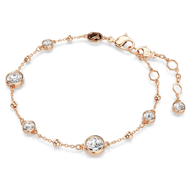 Swarovski Imber bracelet, Round cut, White, Rose gold-tone plated, Medium