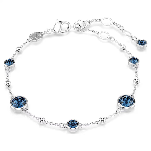 Swarovski Imber bracelet, Round cut, Blue, Rhodium plated