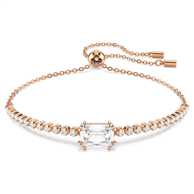 Swarovski Matrix Tennis bracelet, Mixed cuts, White, Rose gold-tone plated