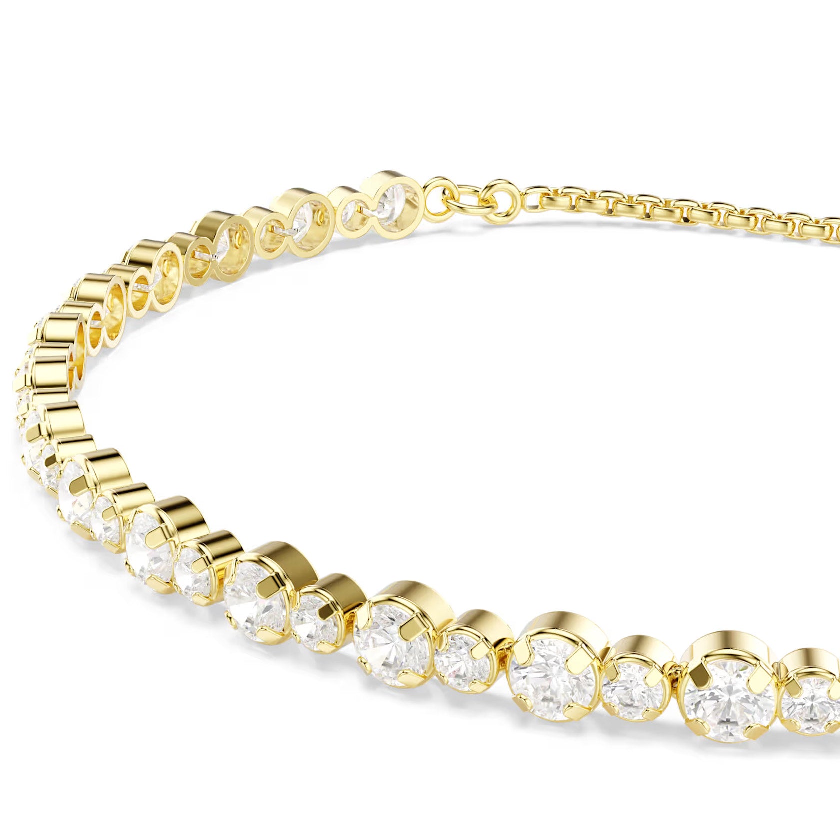 Swarovski Matrix Tennis bracelet, Round cut, White, Gold-tone
