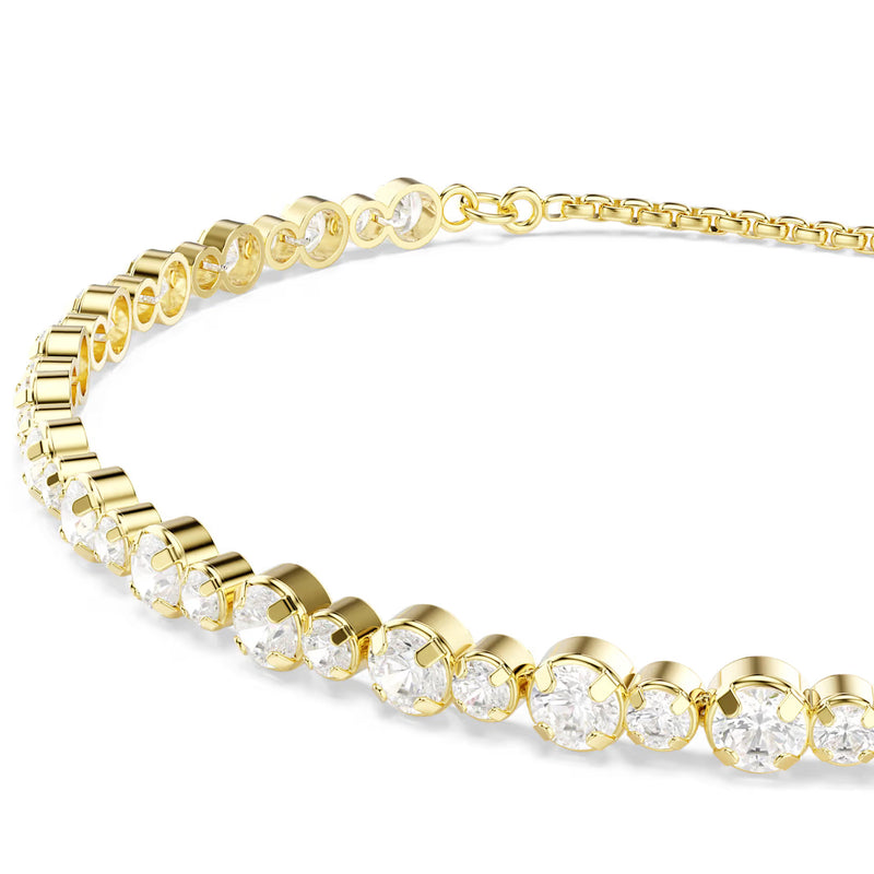 Swarovski Matrix Tennis bracelet, Round Small & Large cut, White, Gold-tone plated