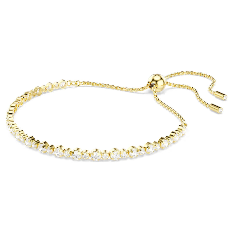 Swarovski Matrix Tennis bracelet, Round Small & Large cut, White, Gold-tone plated