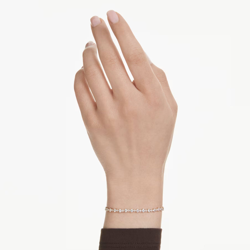 Swarovski Matrix Tennis bracelet, Round Small & Large cut, White, Gold-tone plated