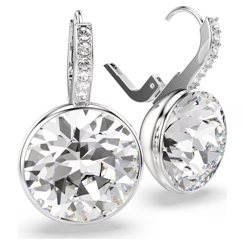 Swarovski Millenia drop earrings, Round cut, White, Rhodium plated