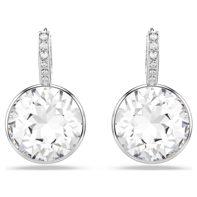 Swarovski Millenia drop earrings, Round cut, White, Rhodium plated