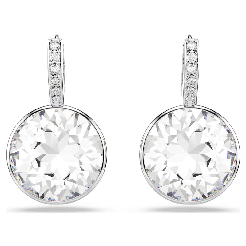 Swarovski Millenia drop earrings, Round cut, White, Rhodium plated