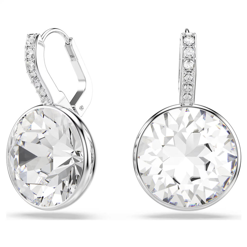 Swarovski Millenia drop earrings, Round cut, White, Rhodium plated