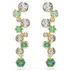Swarovski Constella drop earrings, Mixed cuts, Green, Gold-tone plated