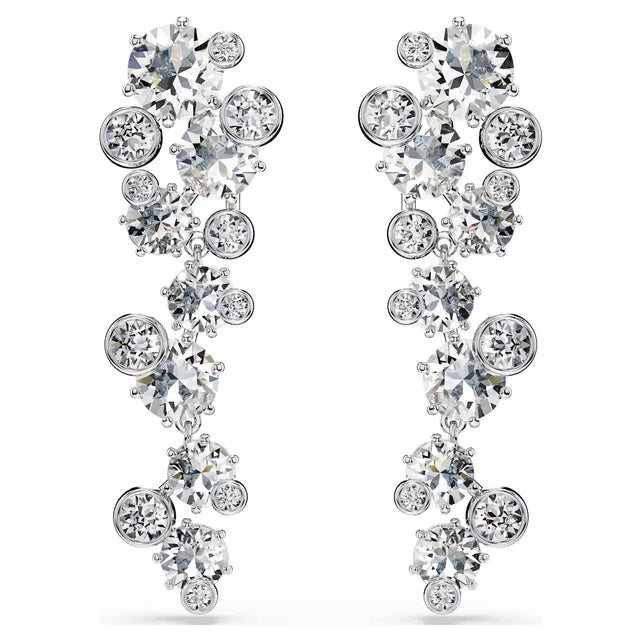 Swarovski Constella drop earrings, Mixed cuts, White, Rhodium plated