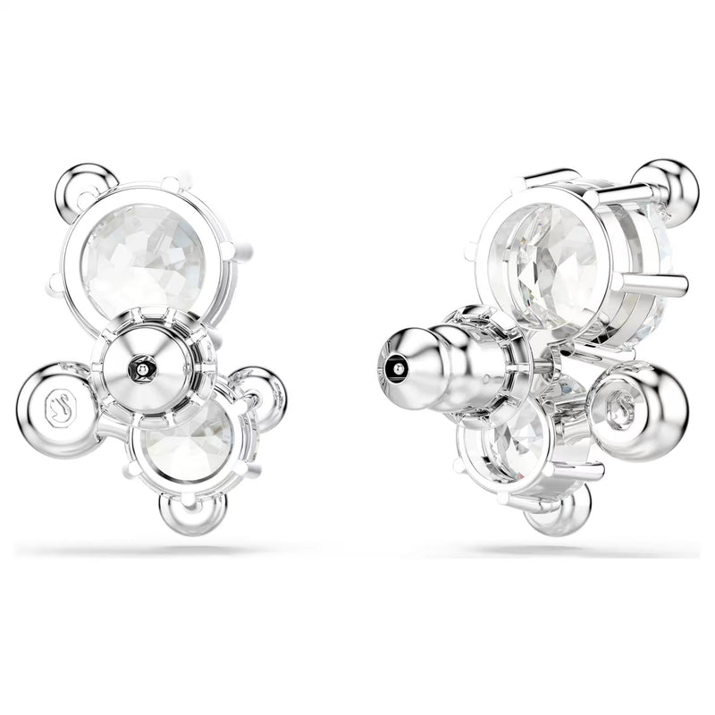 Swarovski Constella stud starry earrings, Round cut, White, Rhodium plated