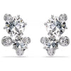 Swarovski Constella stud starry earrings, Round cut, White, Rhodium plated
