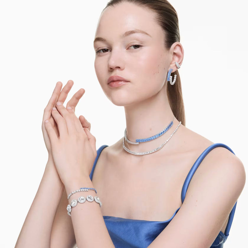 Swarovski Matrix bracelet, Mixed cuts, Blue, Rhodium plated