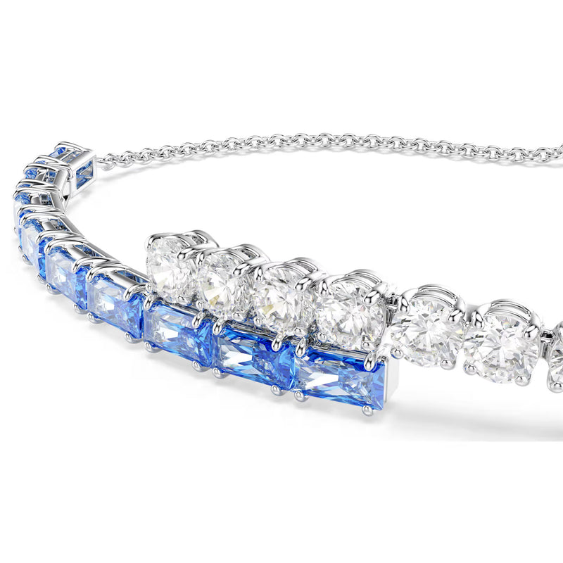 Swarovski Matrix bracelet, Mixed cuts, Blue, Rhodium plated