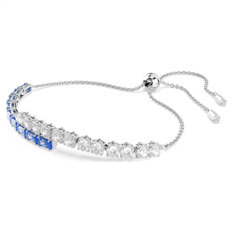 Swarovski Matrix bracelet, Mixed cuts, Blue, Rhodium plated