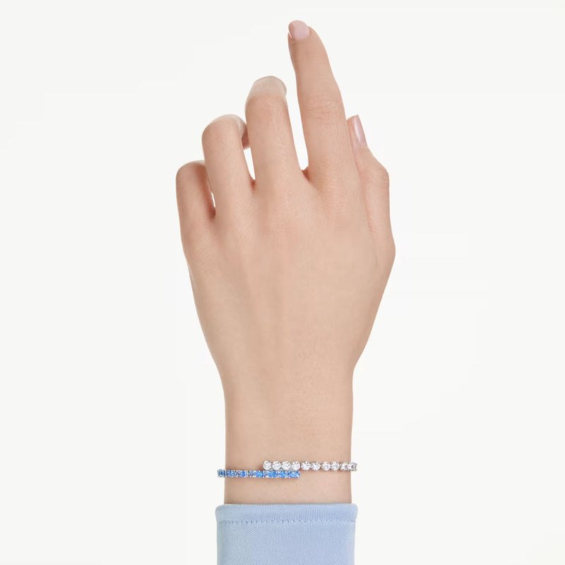 Swarovski Matrix bracelet, Mixed cuts, Blue, Rhodium plated
