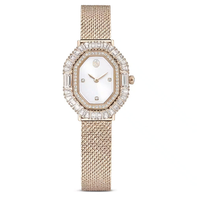 Swarovski Matrix Octagon watch, Metal bracelet, Gold tone, Champagne gold-tone finish