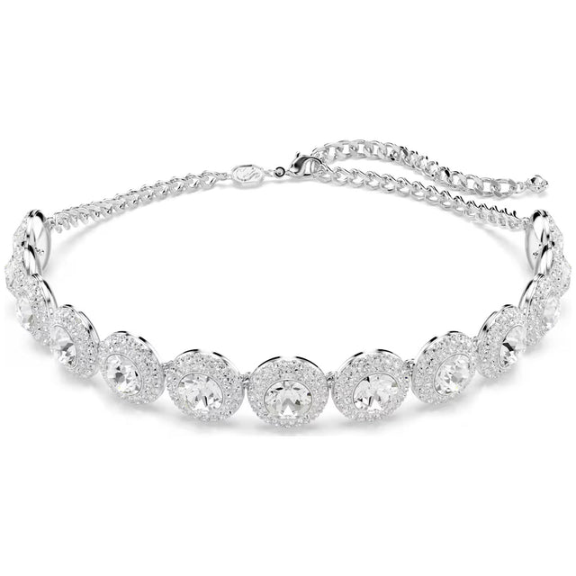 Swarovski Una Chain Choker, Round Cut, White, Rhodium plated