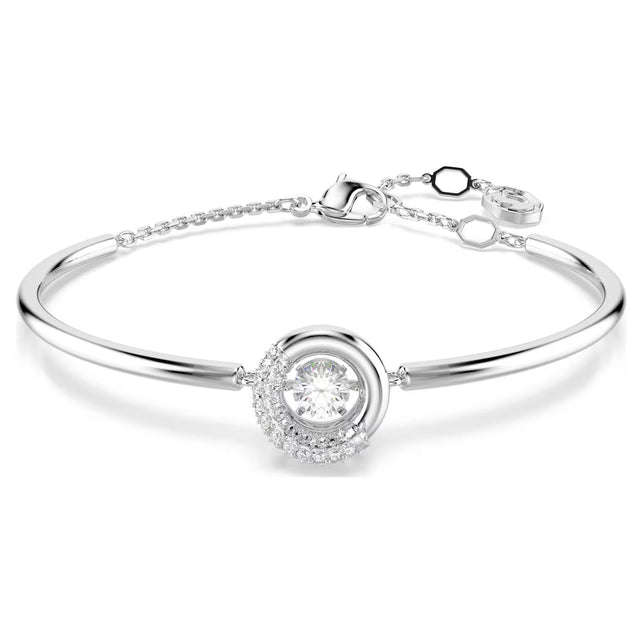 Swarovski Dextera bangle, Round cut, White, Rhodium plated