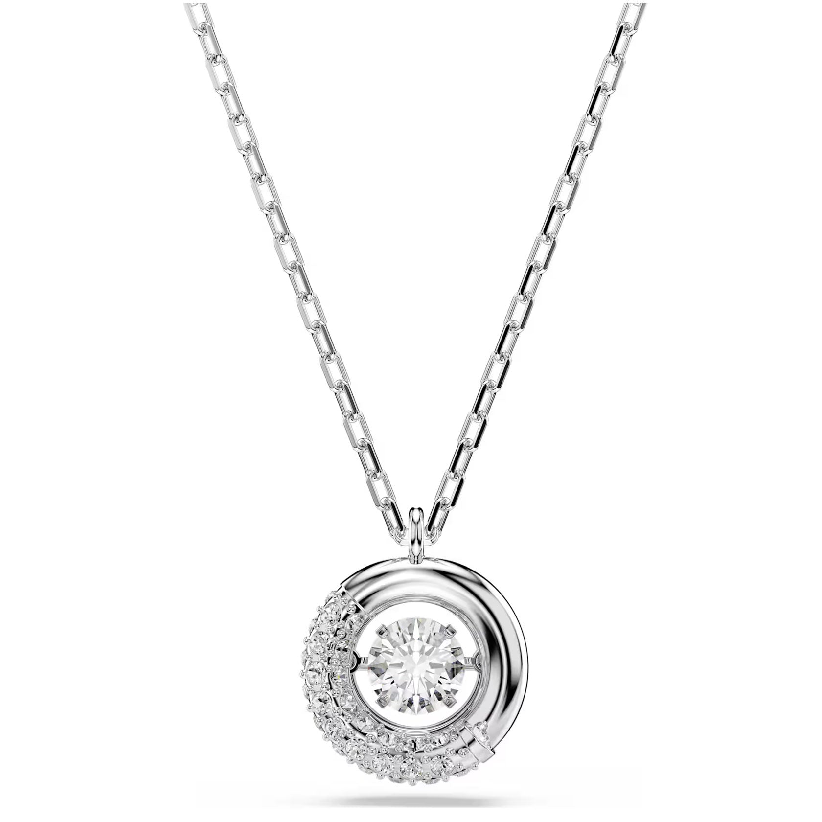 Swarovski Dextera pendant, Round cut, White, Rhodium plated