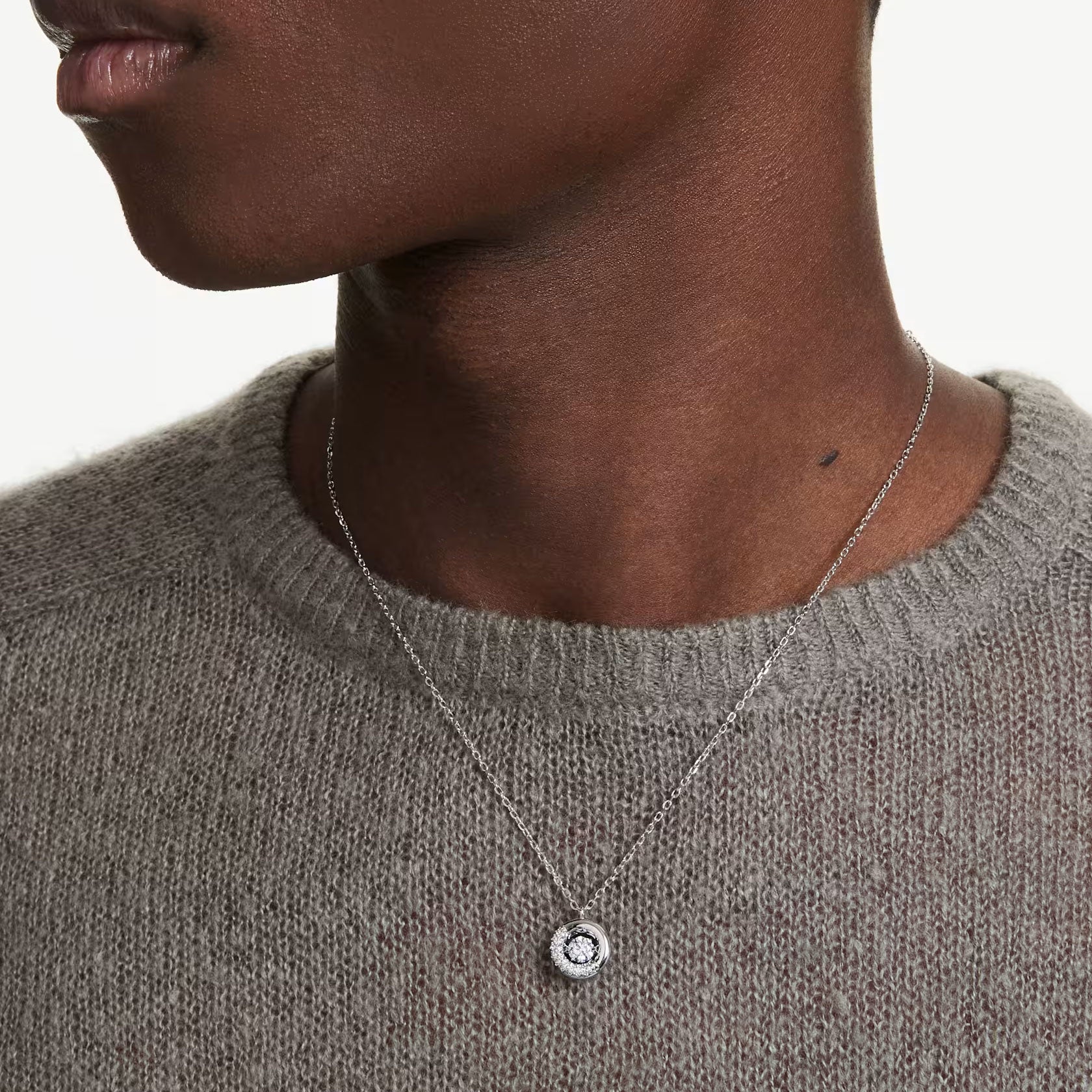 Swarovski Dextera pendant, Round cut, White, Rhodium plated
