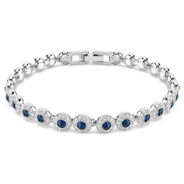 Swarovski Una Angelic Tennis bracelet, Round cut, Blue, Rhodium plated