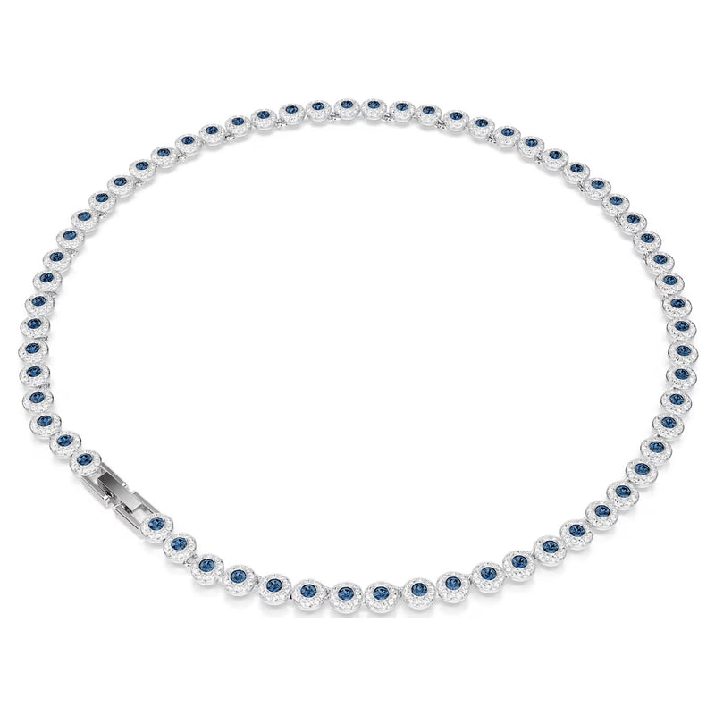 Swarovski Una Angelic Tennis necklace, Round cut, Blue, Rhodium plated