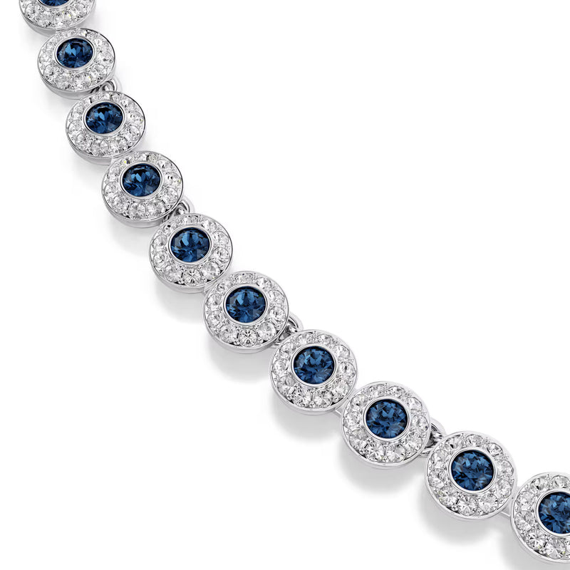 Swarovski Una Angelic Tennis necklace, Round cut, Blue, Rhodium plated