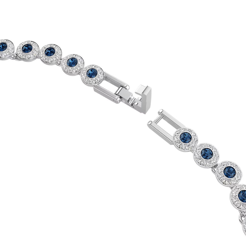 Swarovski Una Angelic Tennis necklace, Round cut, Blue, Rhodium plated