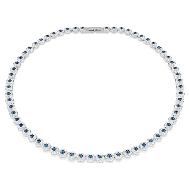 Swarovski Una Angelic Tennis necklace, Round cut, Blue, Rhodium plated