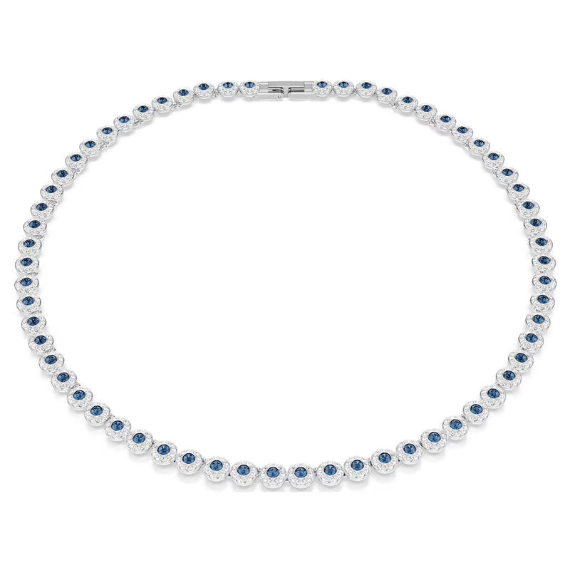 Swarovski Una Angelic Tennis necklace, Round cut, Blue, Rhodium plated