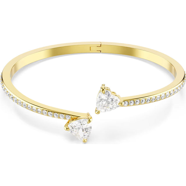 Swarovski Mesmera Attract bangle, Heart, White, Gold-tone plated