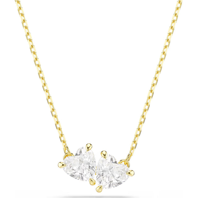 Swarovski Mesmera Attract necklace, Heart, White, Gold-tone plated