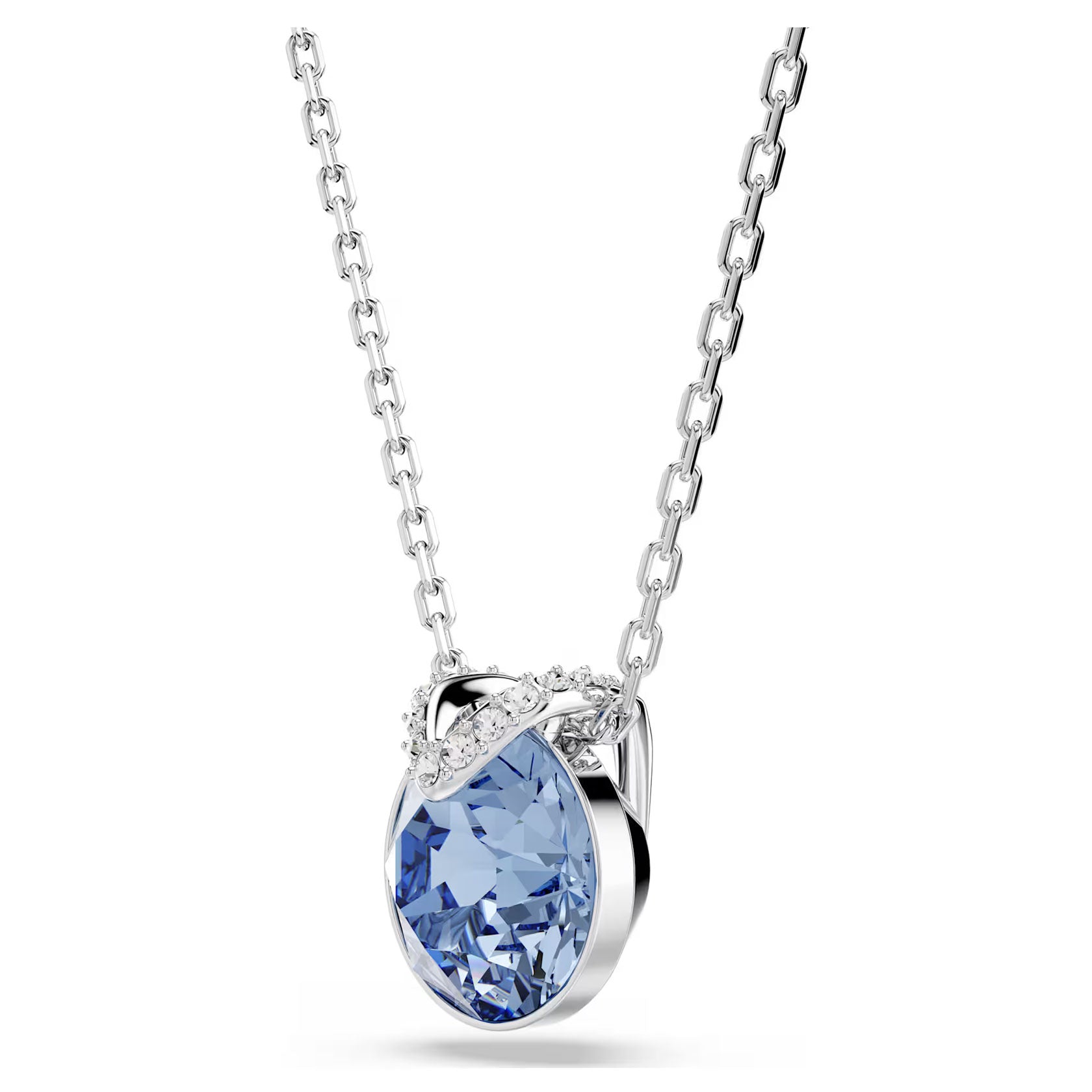 Swarovski Bella V pendant, Round cut, Blue, Rhodium plated – David