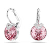 Swarovski Bella V earrings, Round cut, Pink, Rhodium plated