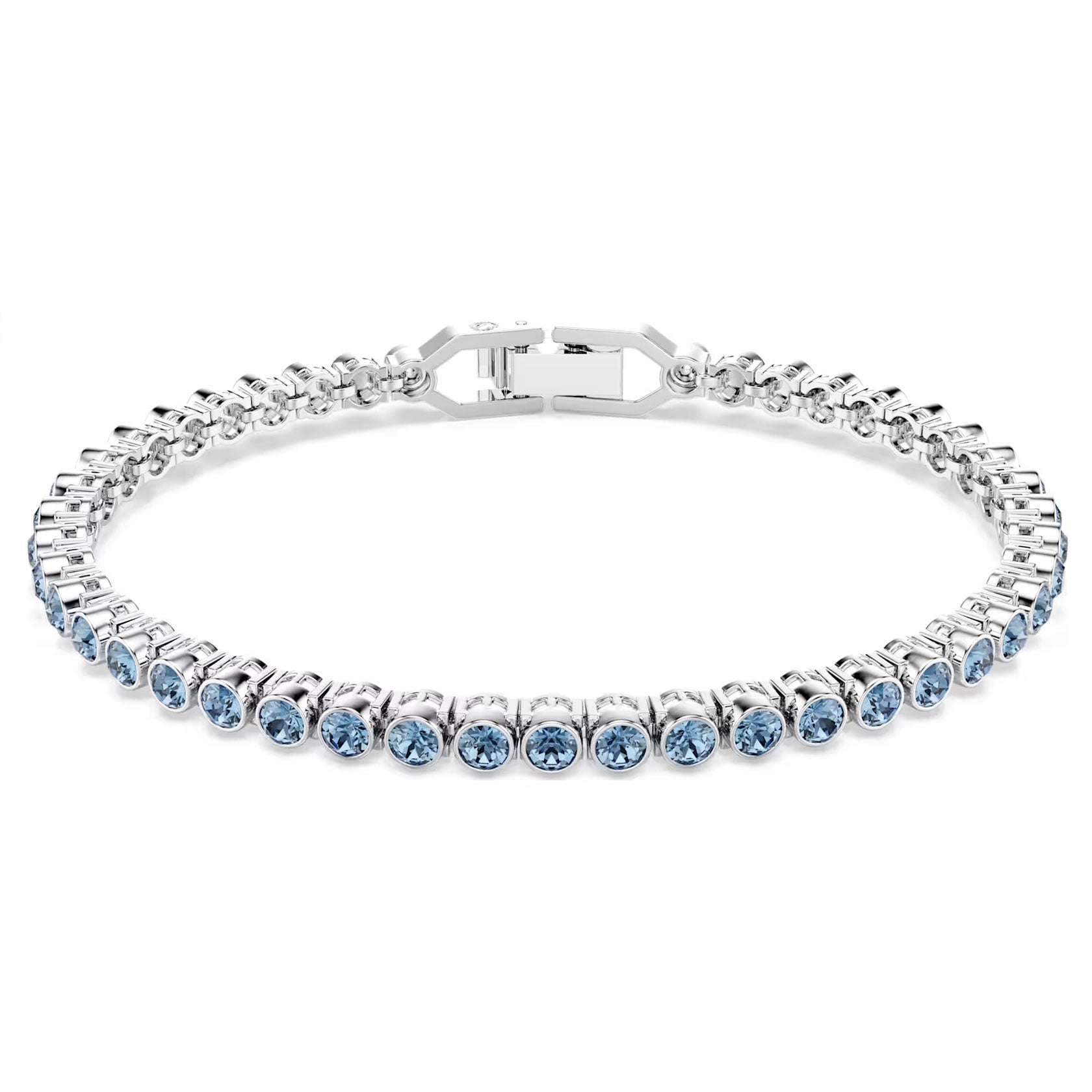 Swarovski Imber Emily Tennis bracelet, Round cut, Blue, Rhodium