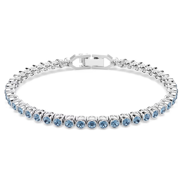Swarovski Imber Emily Tennis bracelet, Round cut, Blue, Rhodium plated