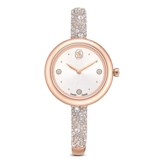 Swarovski Sublima bangle watch, Swiss Made, Metal bracelet, Rose gold tone, Rose gold-tone finish