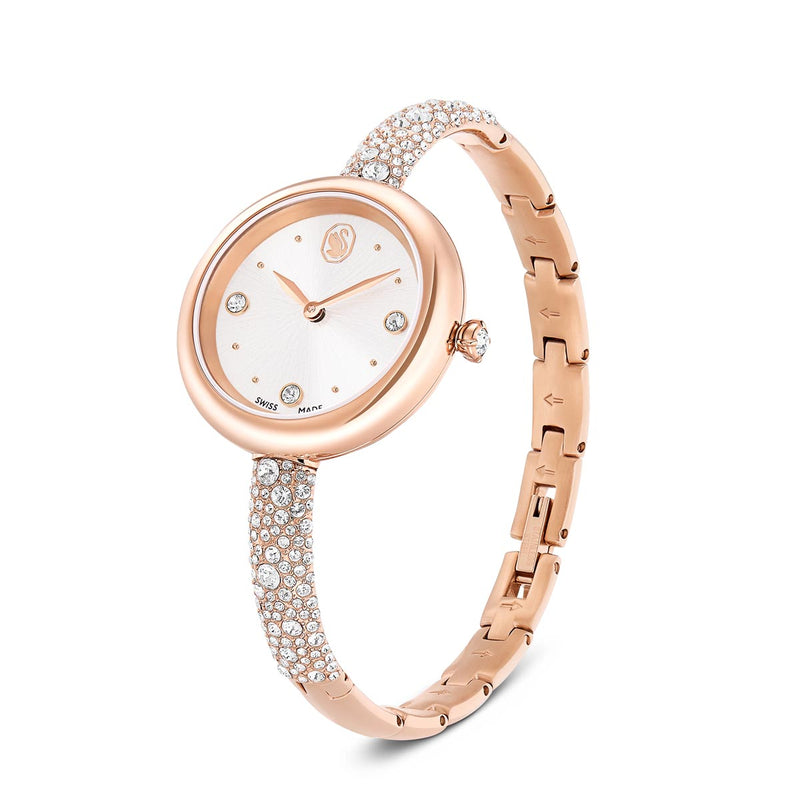 Swarovski Sublima bangle watch, Swiss Made, Metal bracelet, Rose gold tone, Rose gold-tone finish