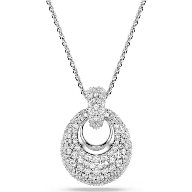 Swarovski Sublima pendant, Hoop, White, Rhodium plated