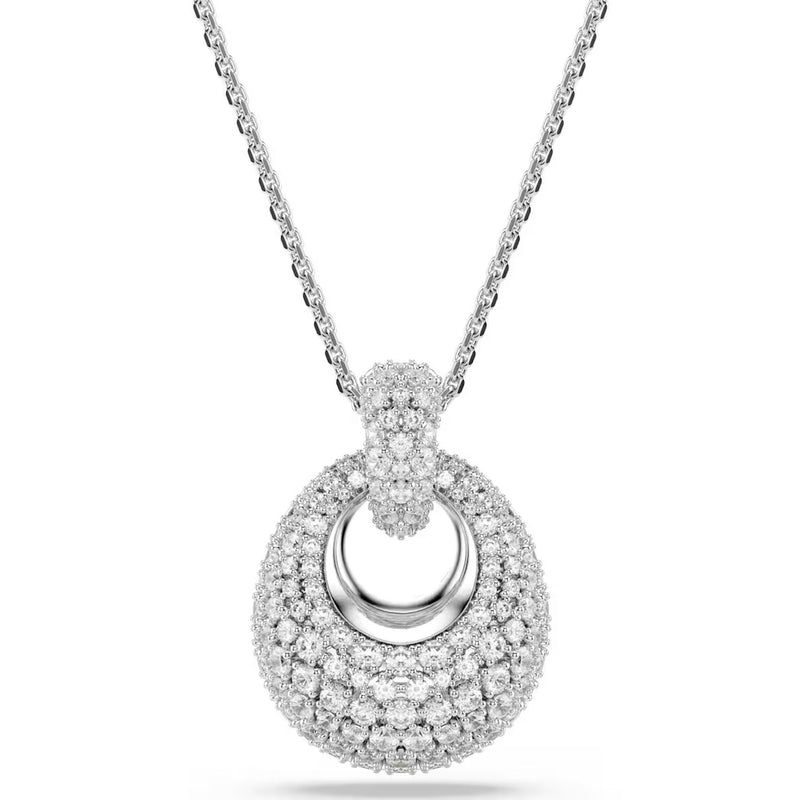 Swarovski Sublima pendant, Hoop, White, Rhodium plated